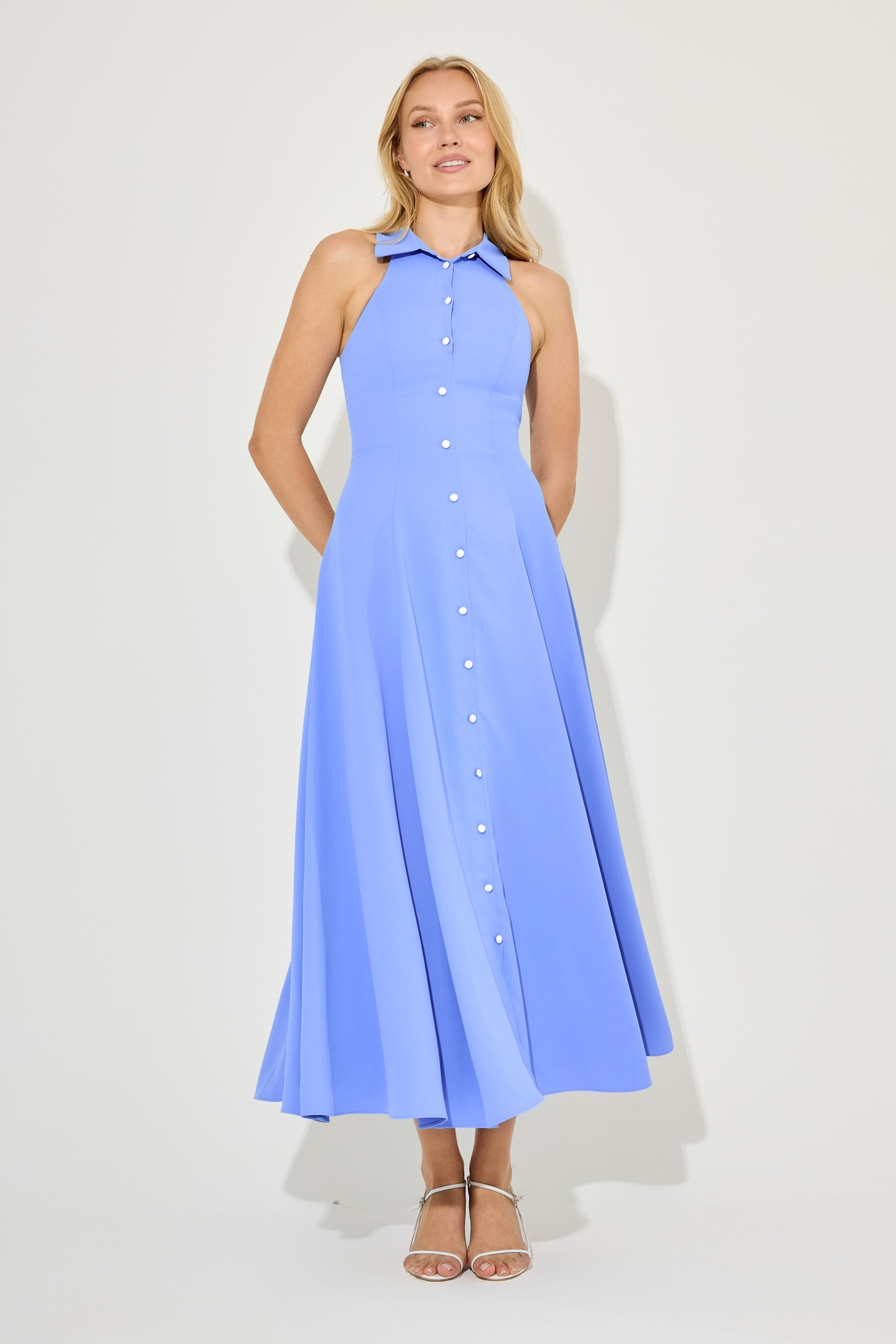 princess polly baby blue dress Akira Tiger Print Dress in Recycled Polyester Blue main image 0