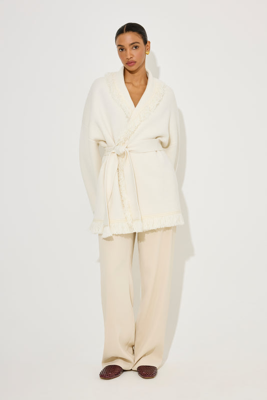 Wool Fringe Cardigan