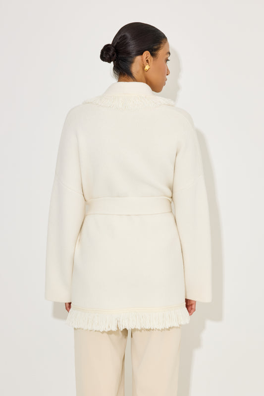 Wool Fringe Cardigan