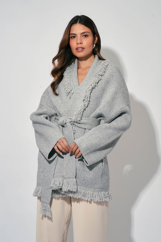 Wool Fringe Cardigan