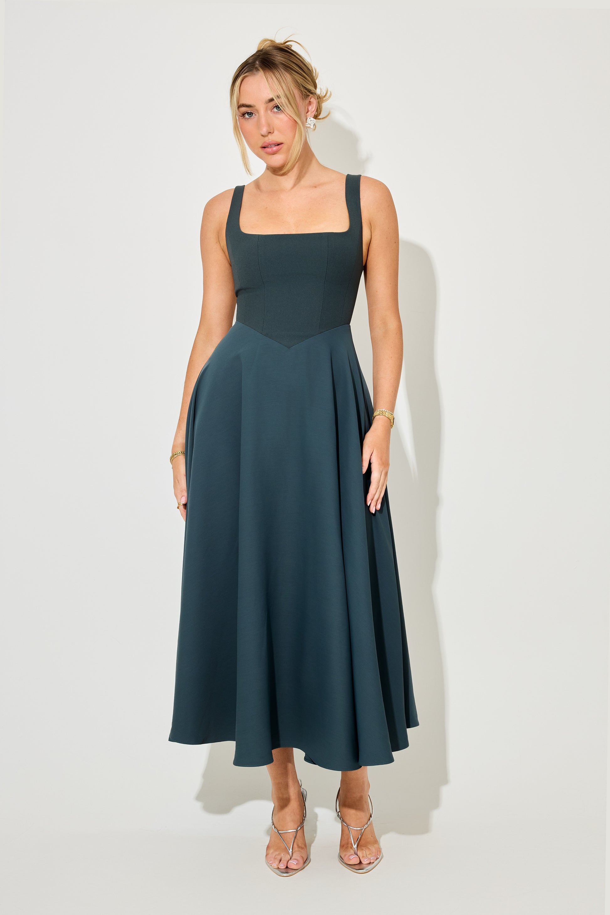 Square Neck Midi Dress Odd Muse Square Neck Midi Dress Odd Muse