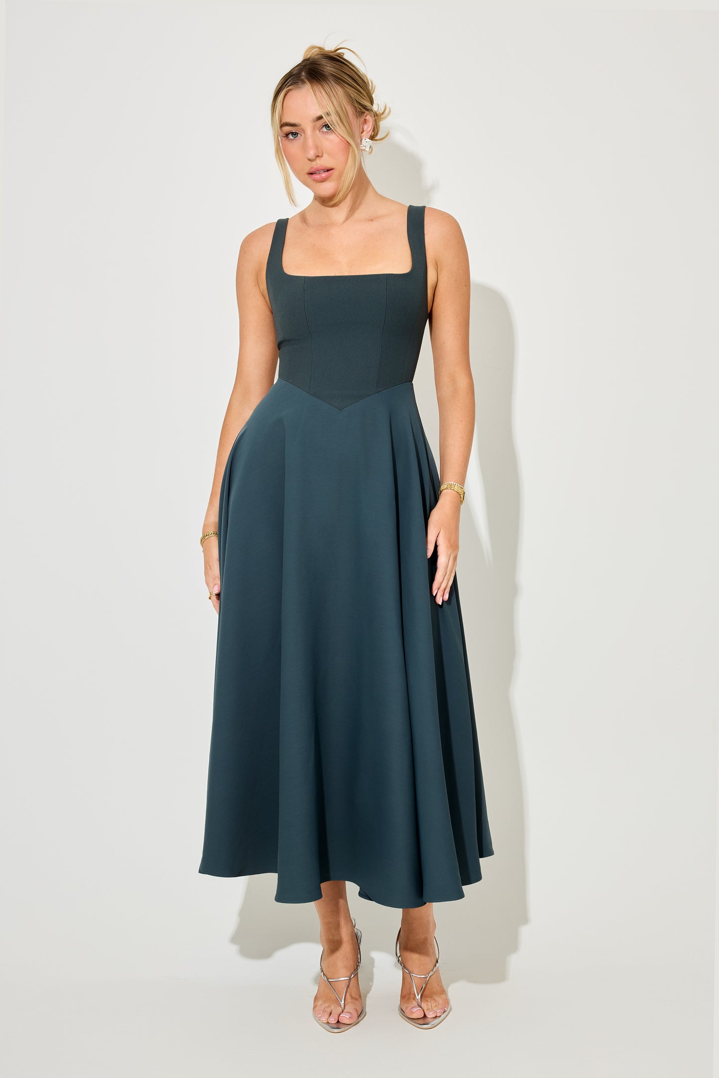 Square Neck Midi Dress