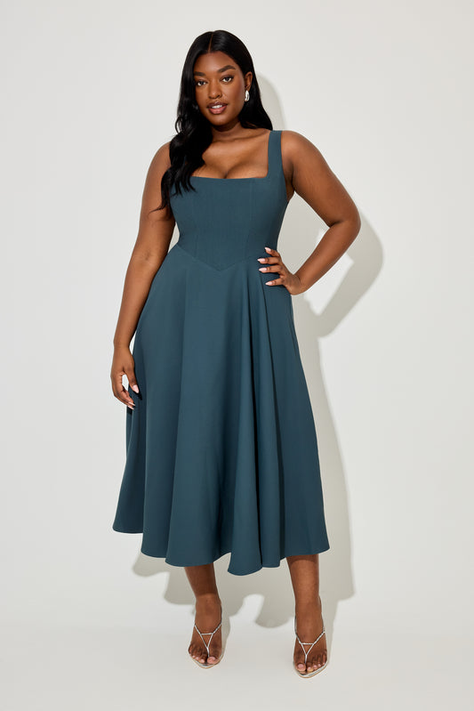 Square Neck Midi Dress