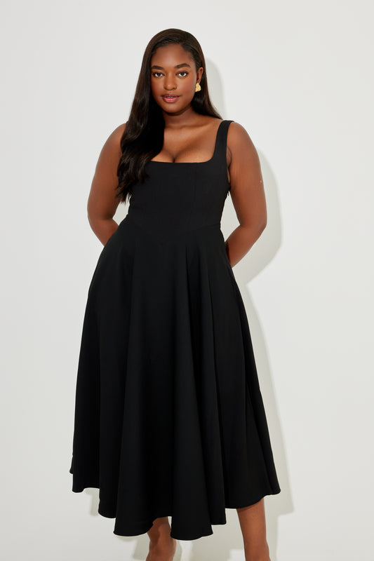 Square Neck Midi Dress