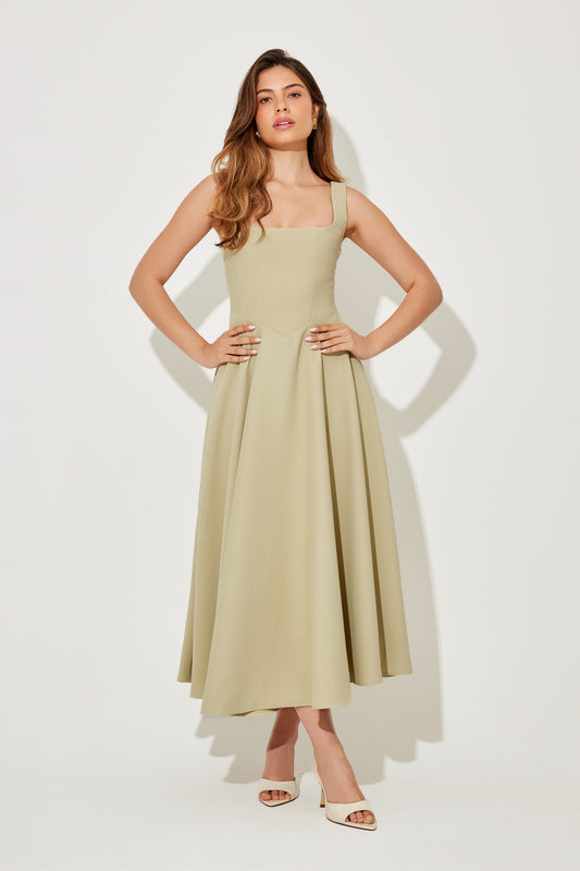 Square Neck Midi Dress