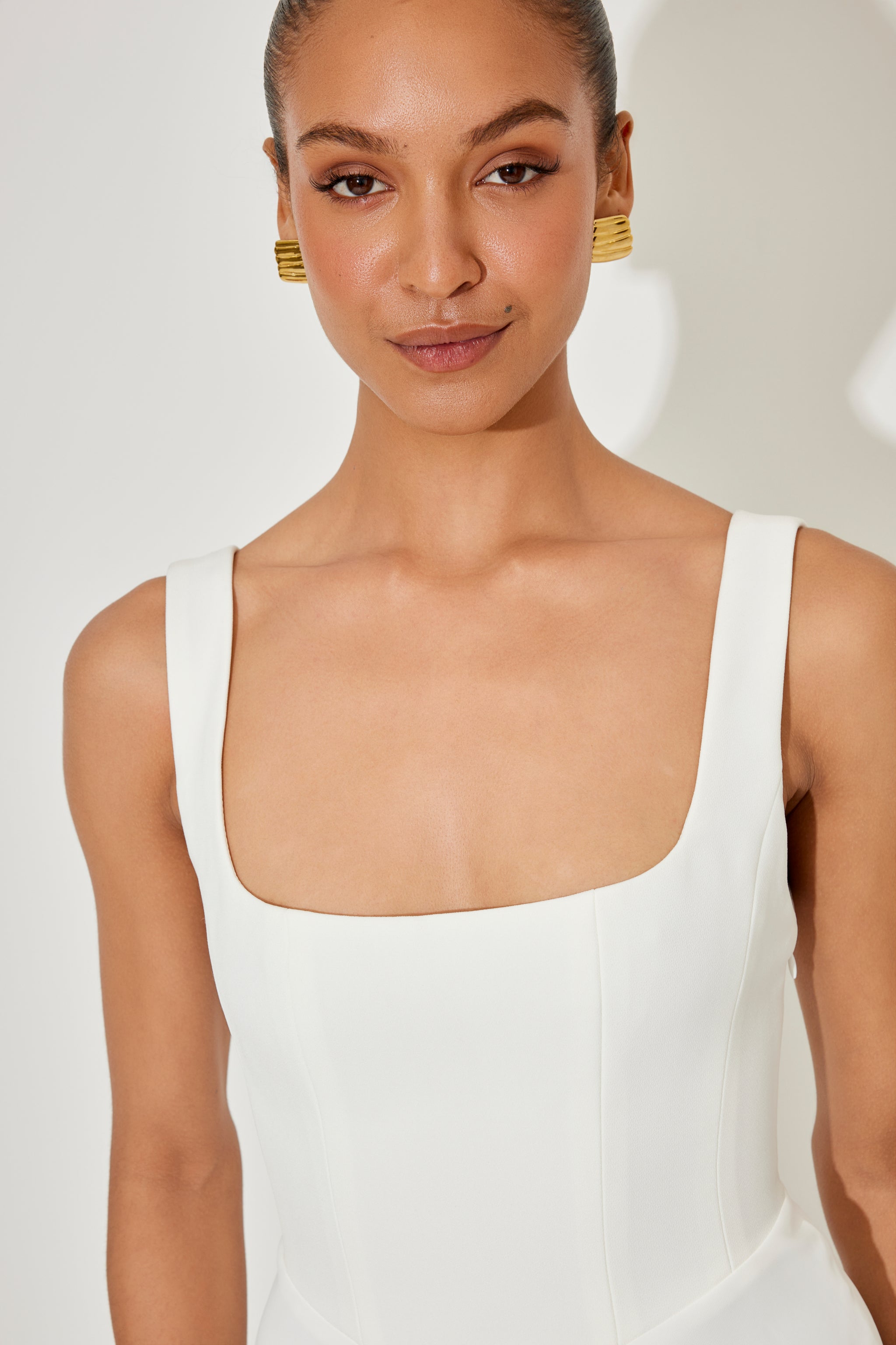 The Ultimate Muse High Waist Square Neck Midi Dress