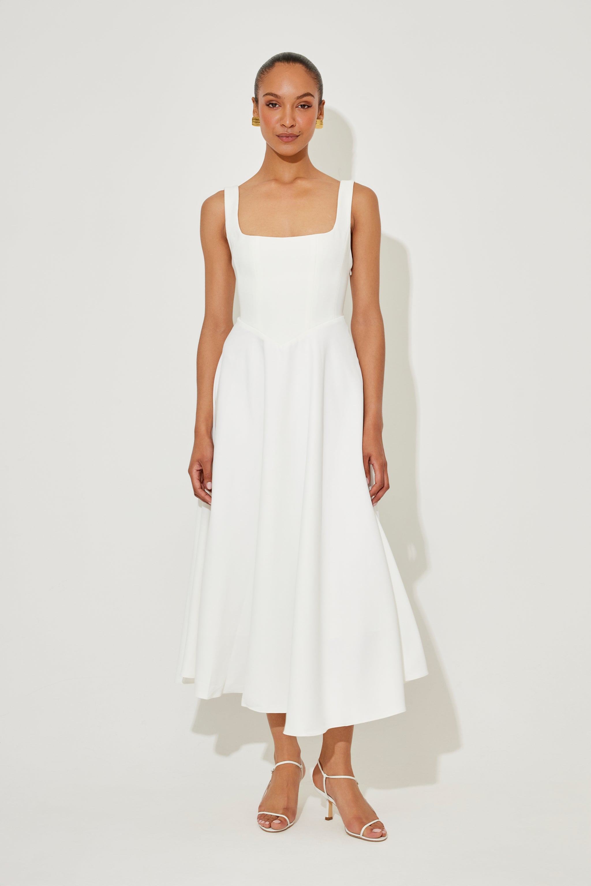The Ultimate Muse High Waist Square Neck Midi Dress