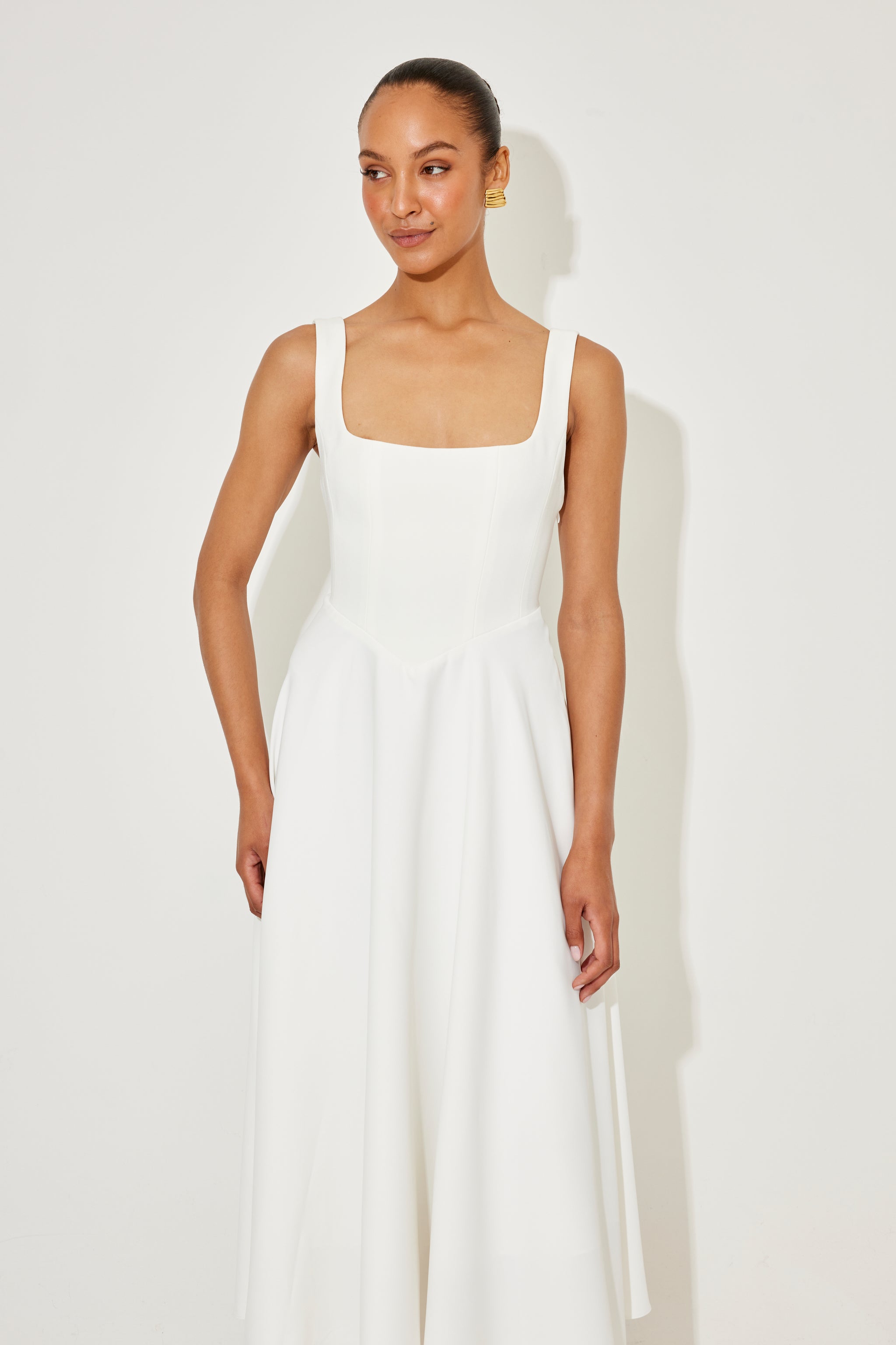 The Ultimate Muse High Waist Square Neck Midi Dress