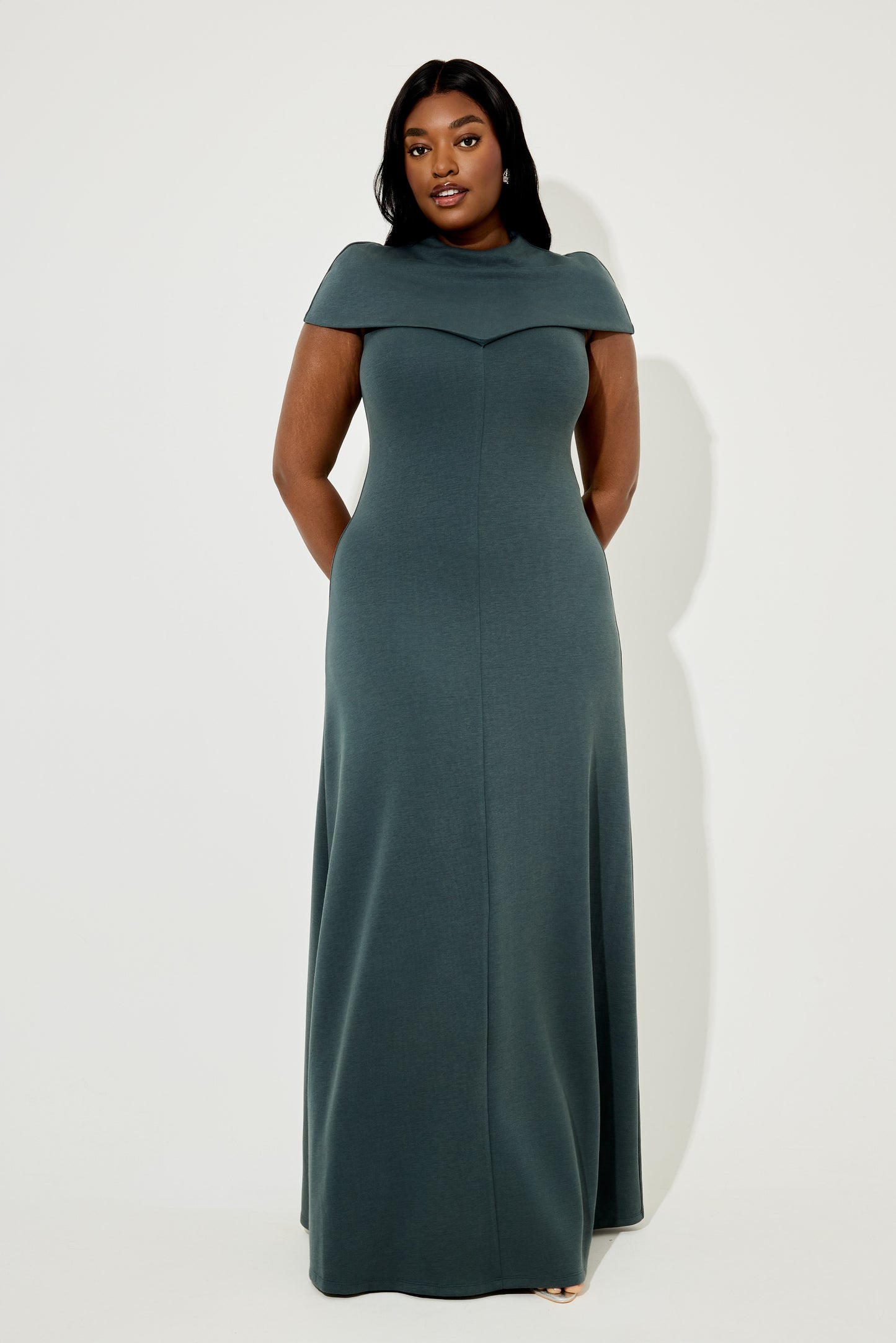 Knitted Cap Sleeve Midi Dress
