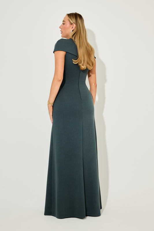 Knitted Cap Sleeve Maxi Dress