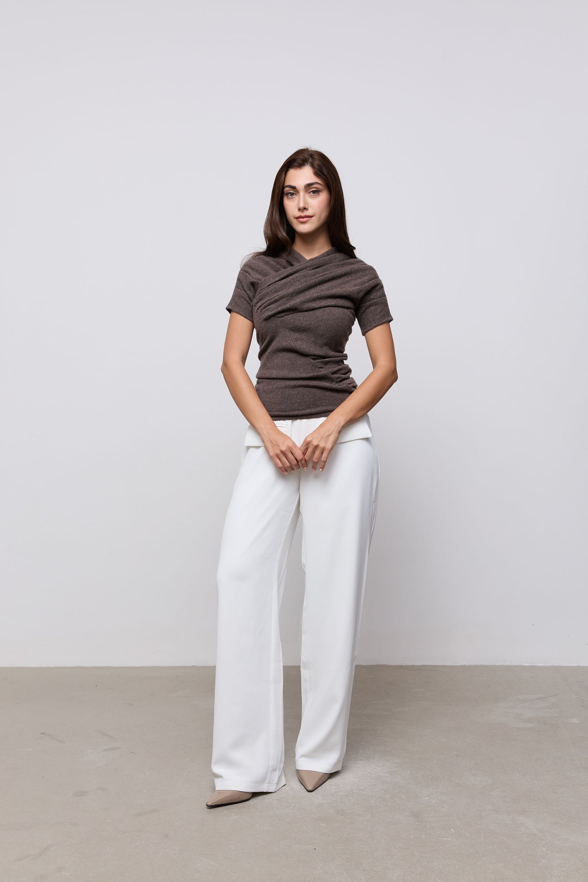 Knitted Gathered Detail Top