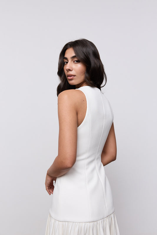 Linen Mix Dropped Waist Maxi Dress