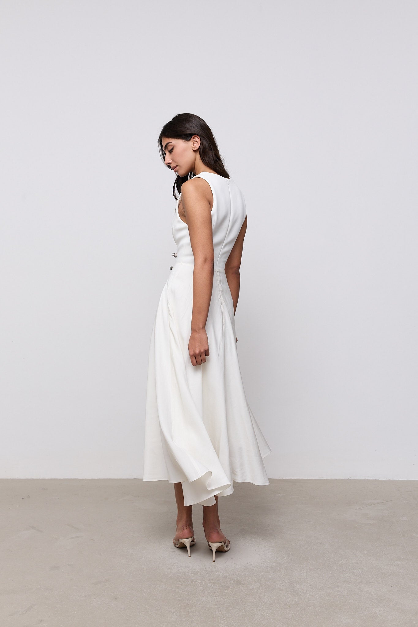 Linen Mix Midi Dress