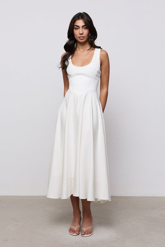 Linen Mix Midi Dress