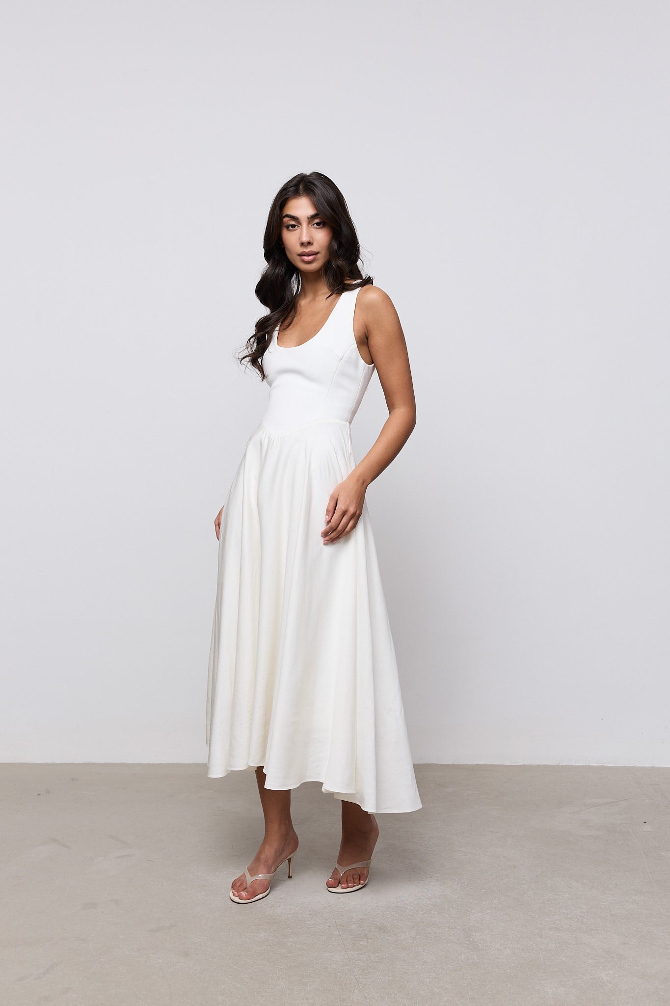 Linen Mix Midi Dress