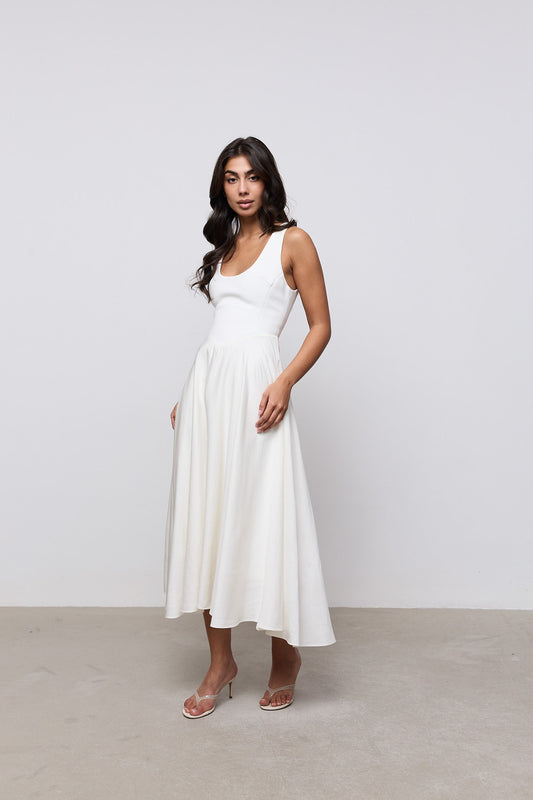 Linen Mix Midi Dress