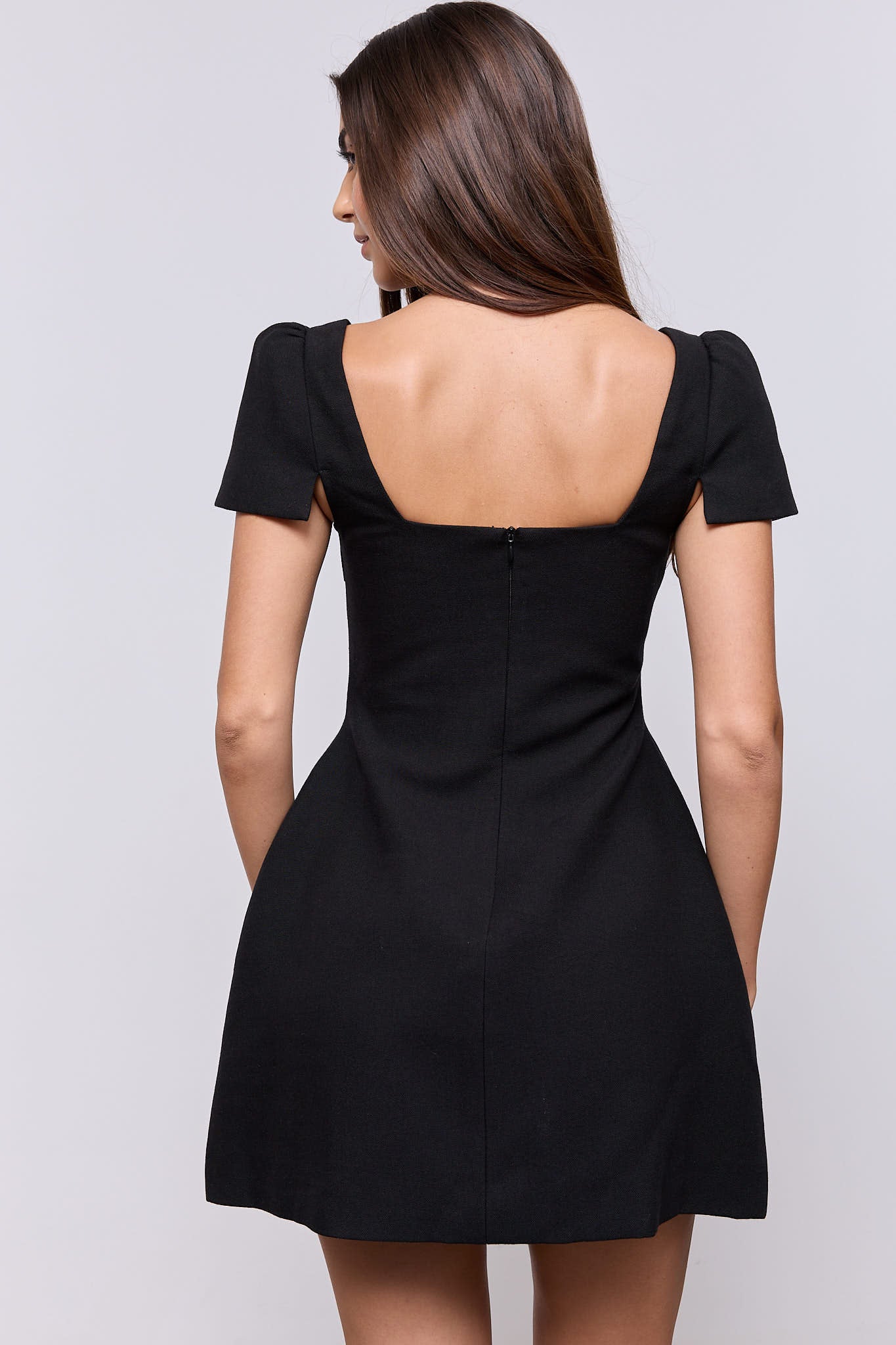 Linen Mix Square Neck Mini Dress