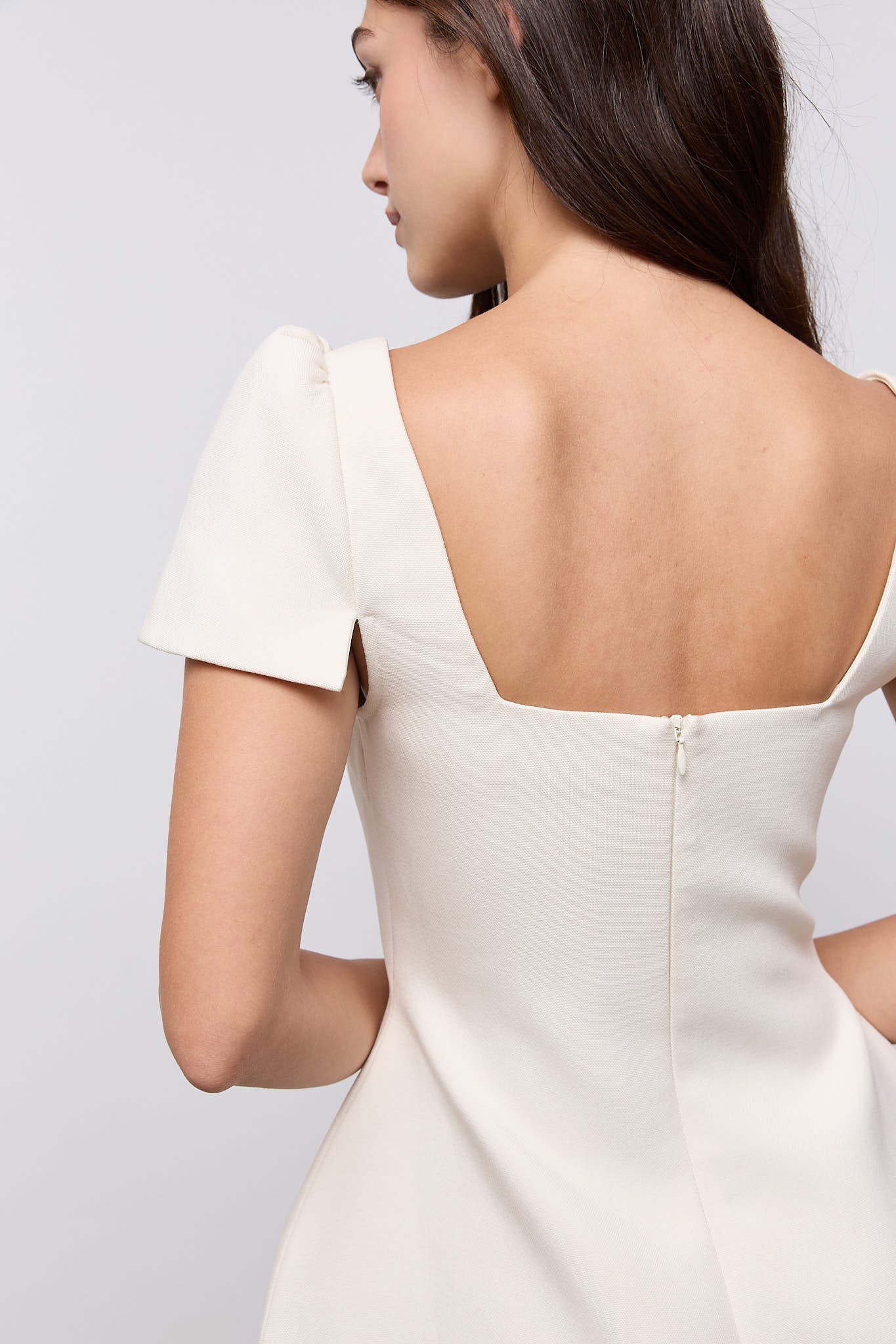 Linen Mix Square Neck Mini Dress