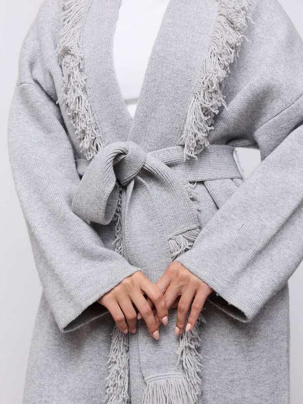 Long Line Wool Fringe Cardigan