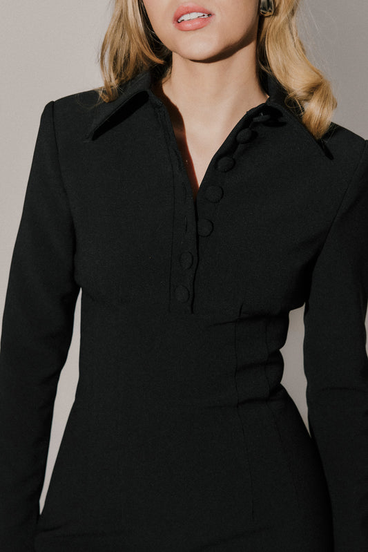 Collared Long Sleeve Mini Dress
