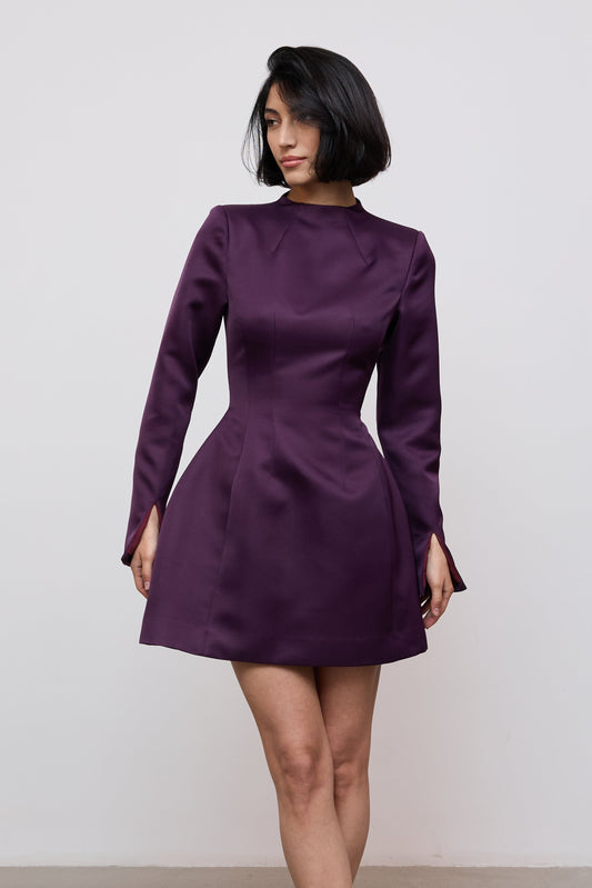 Long Sleeve Satin Mini Dress