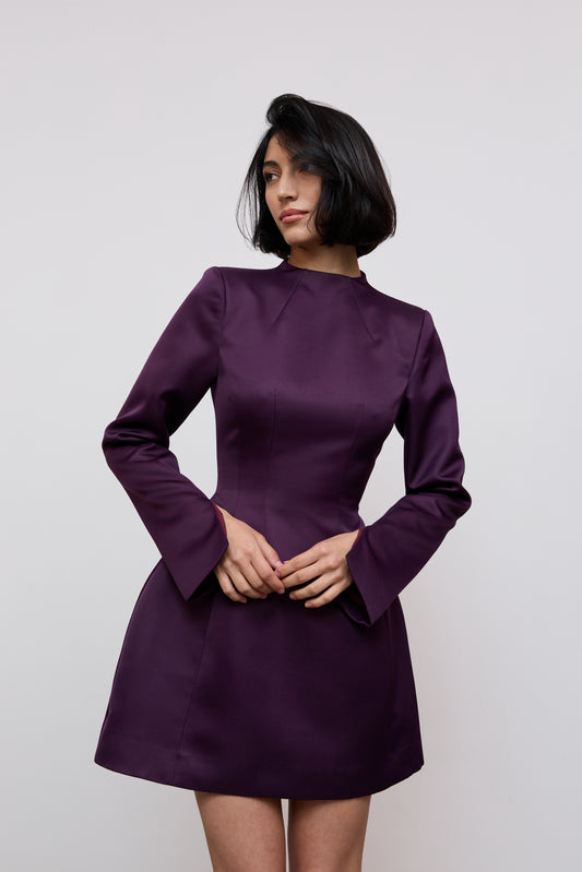 Long Sleeve Satin Mini Dress