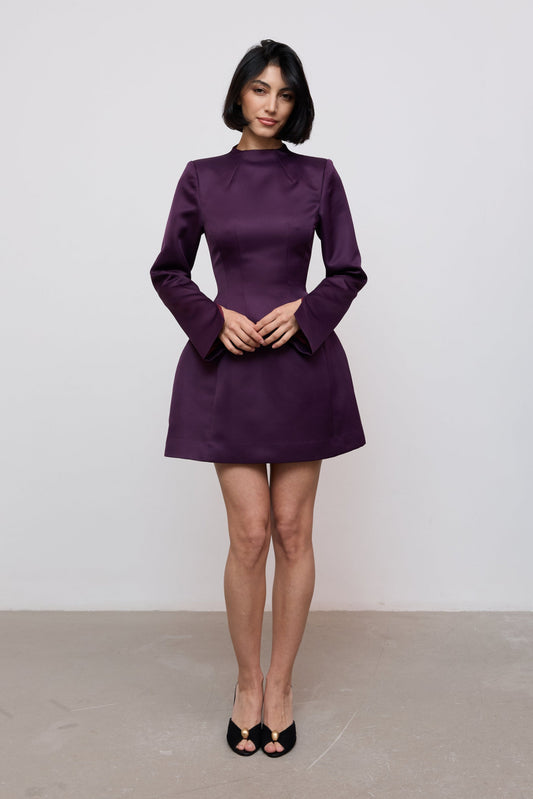 Long Sleeve Satin Mini Dress