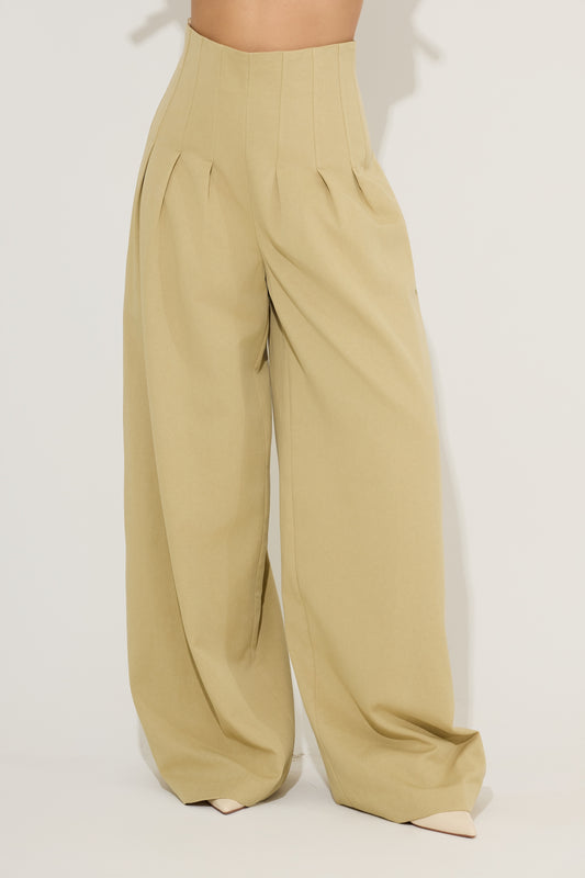 Cotton Mix Cinched Trousers