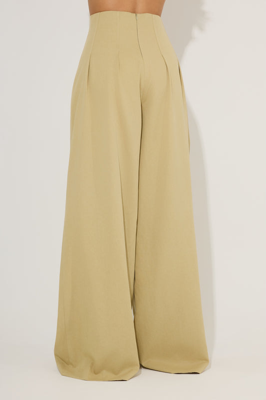 Cotton Mix Cinched Trousers