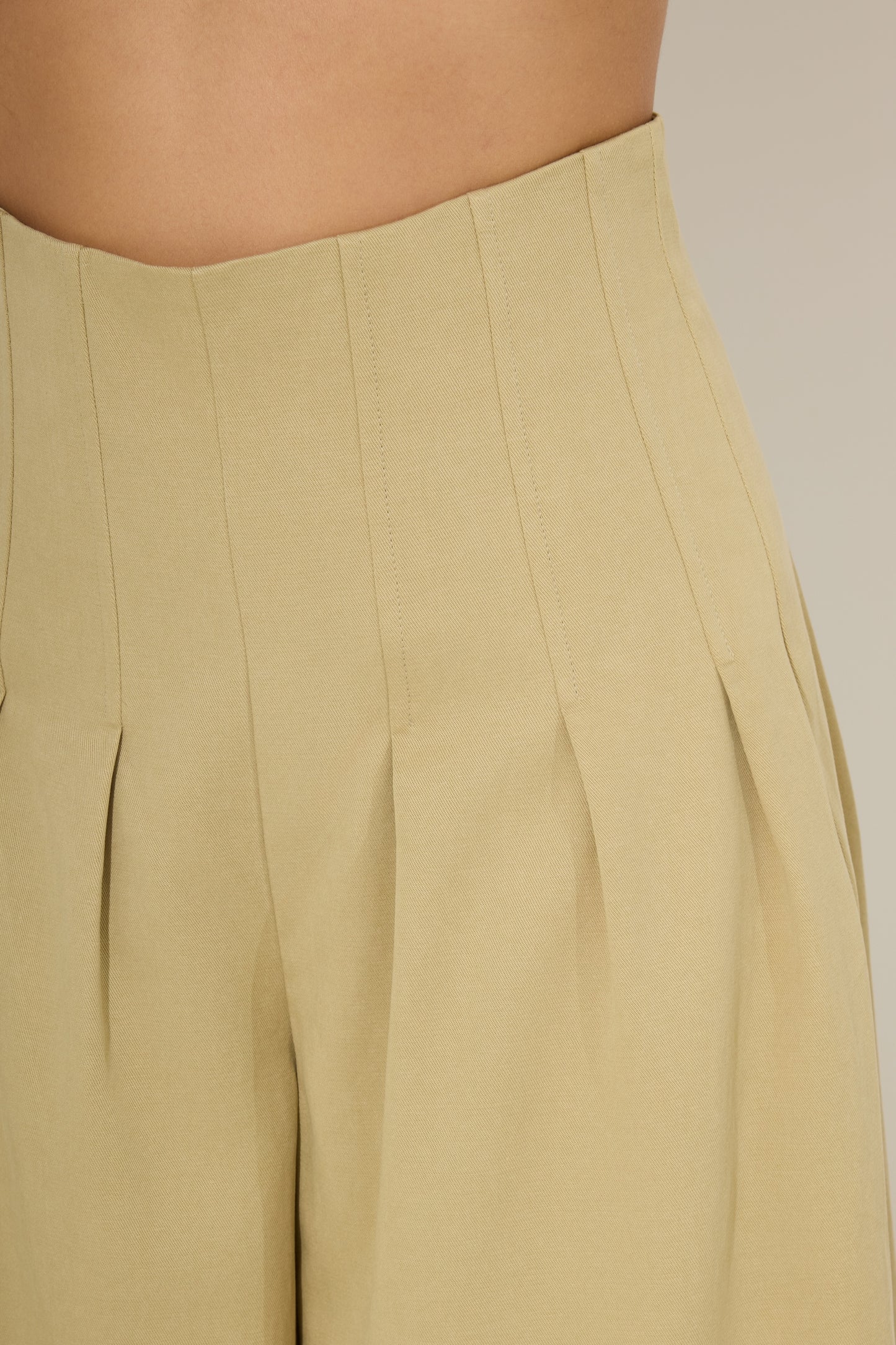 Cotton Mix Cinched Trousers