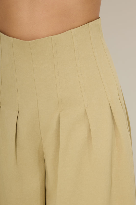 Cotton Mix Cinched Trousers