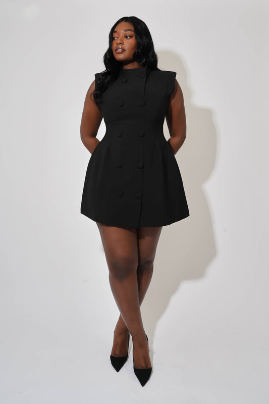 Sleeveless Button Mini Dress