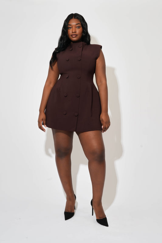 Sleeveless Button Mini Dress