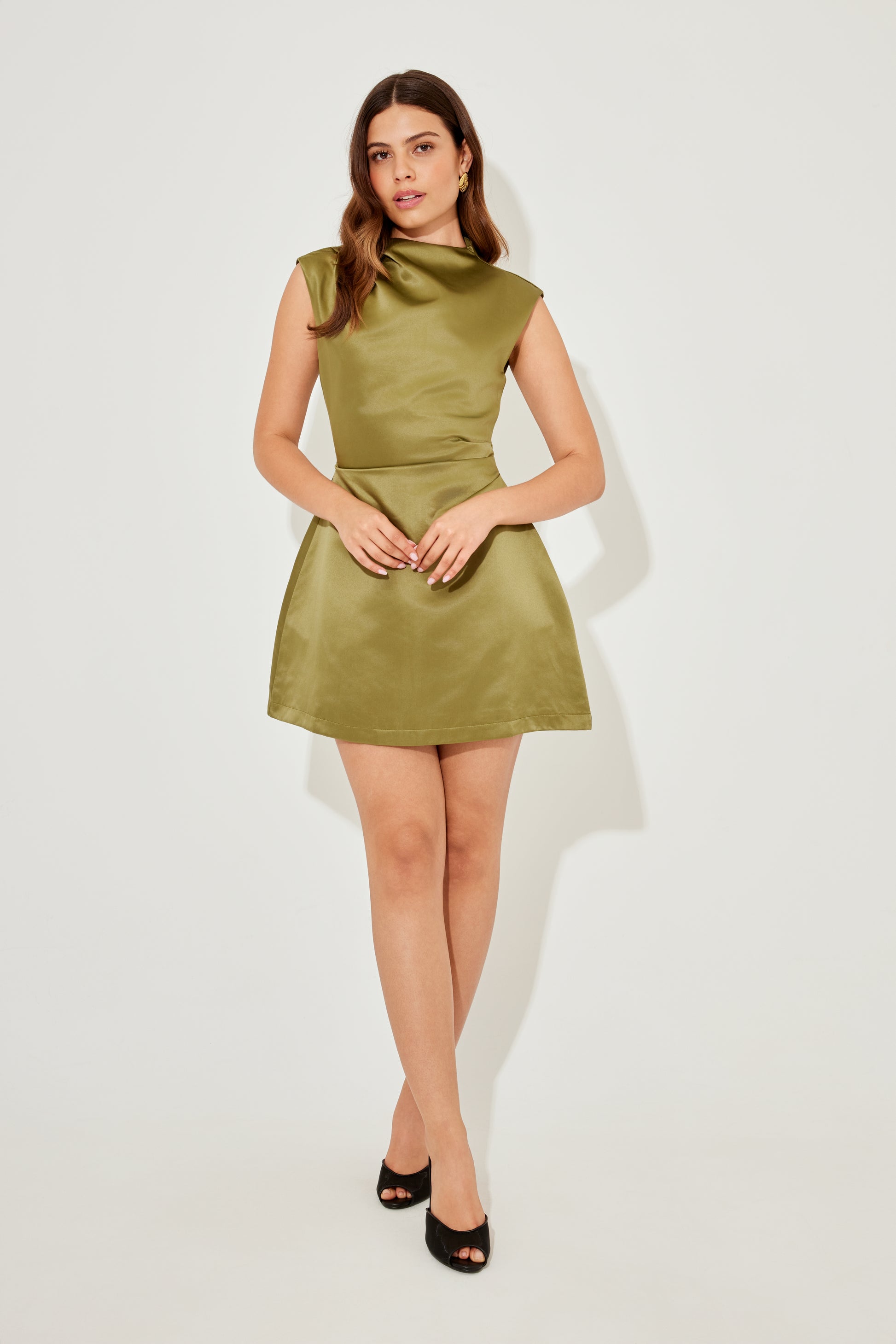 Satin Straight Neck Mini Dress Odd Muse Satin Straight Neck Mini Dress Odd Muse