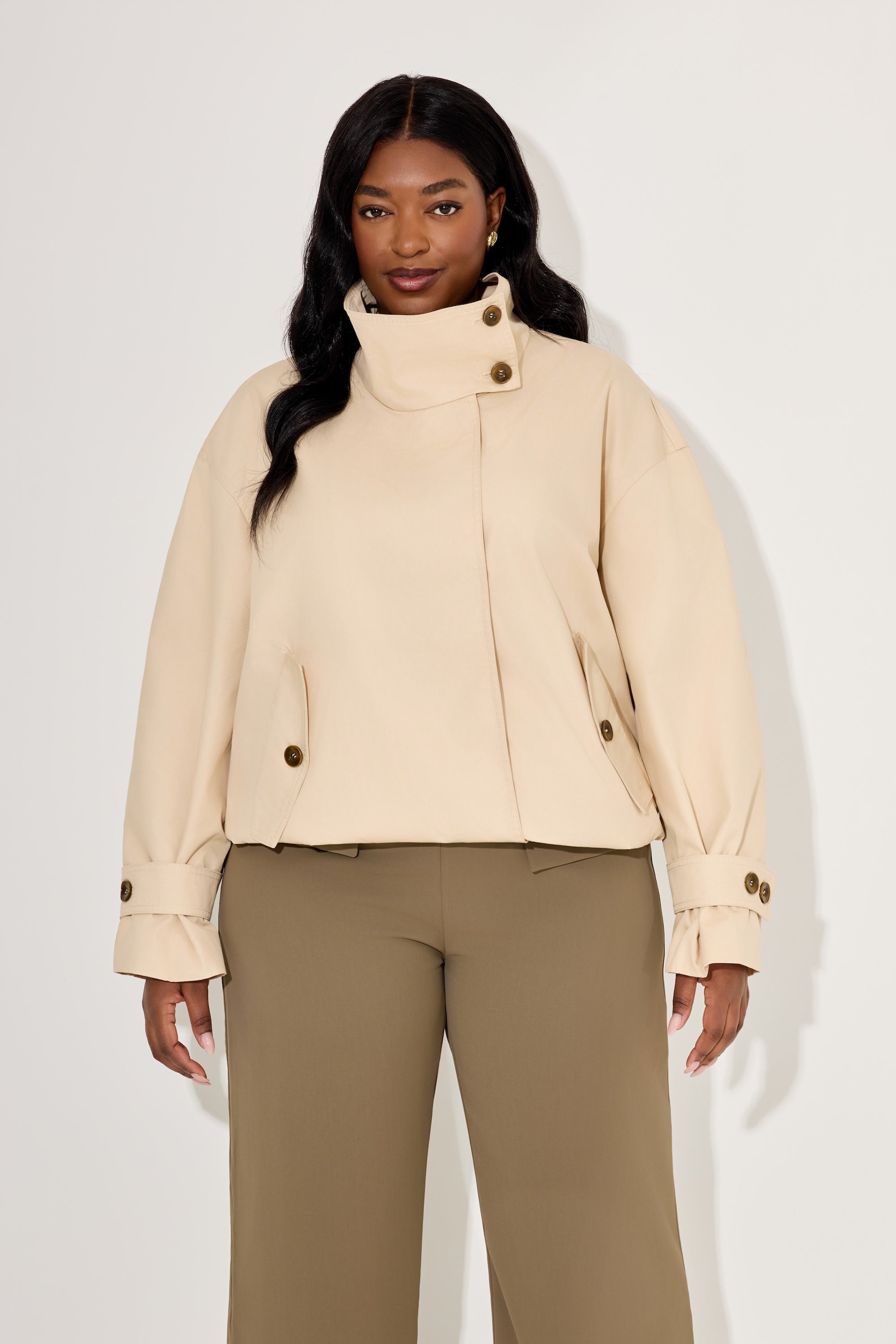 Oversized Cotton Mix Jacket | Cream – Odd Muse