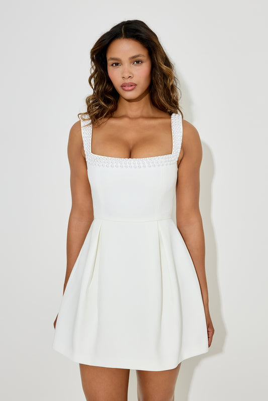 Pearl Trim Mini Dress