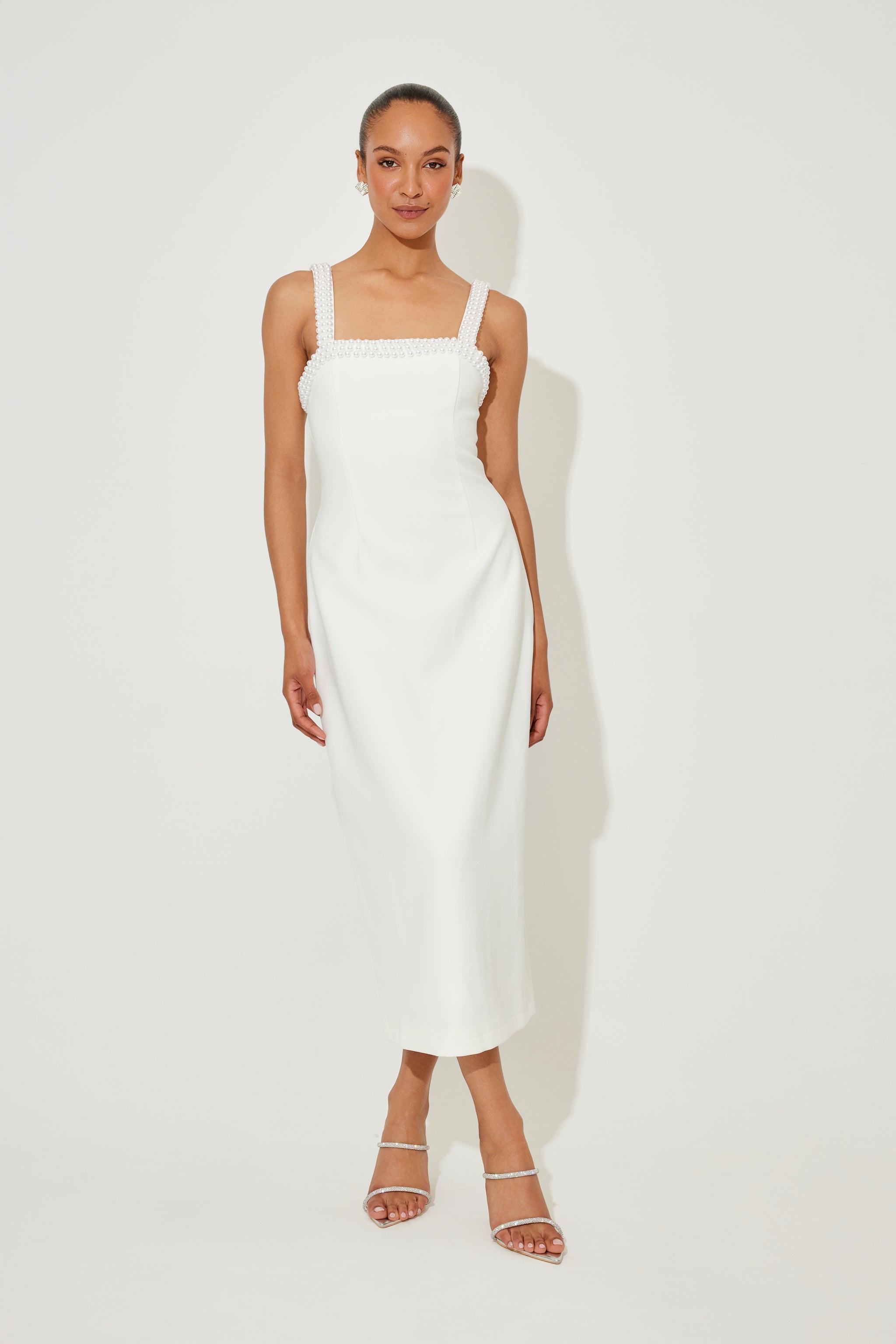 The Ultimate Muse Pearl Trim Midi Dress