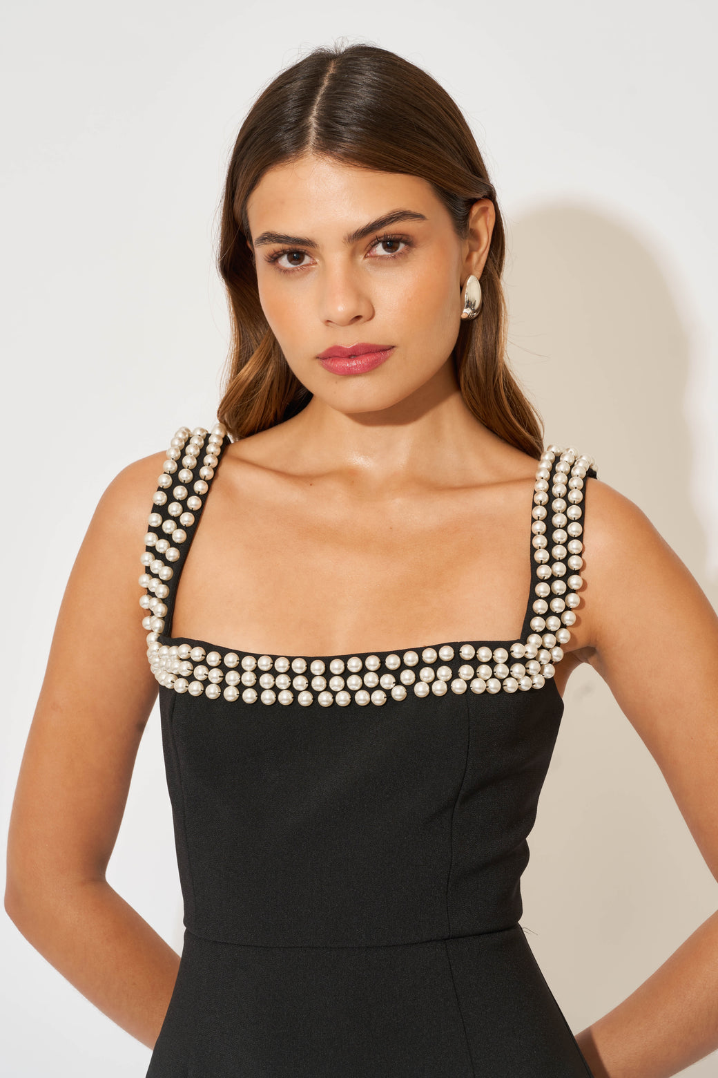 Pearl Trim Midi Dress - Second View