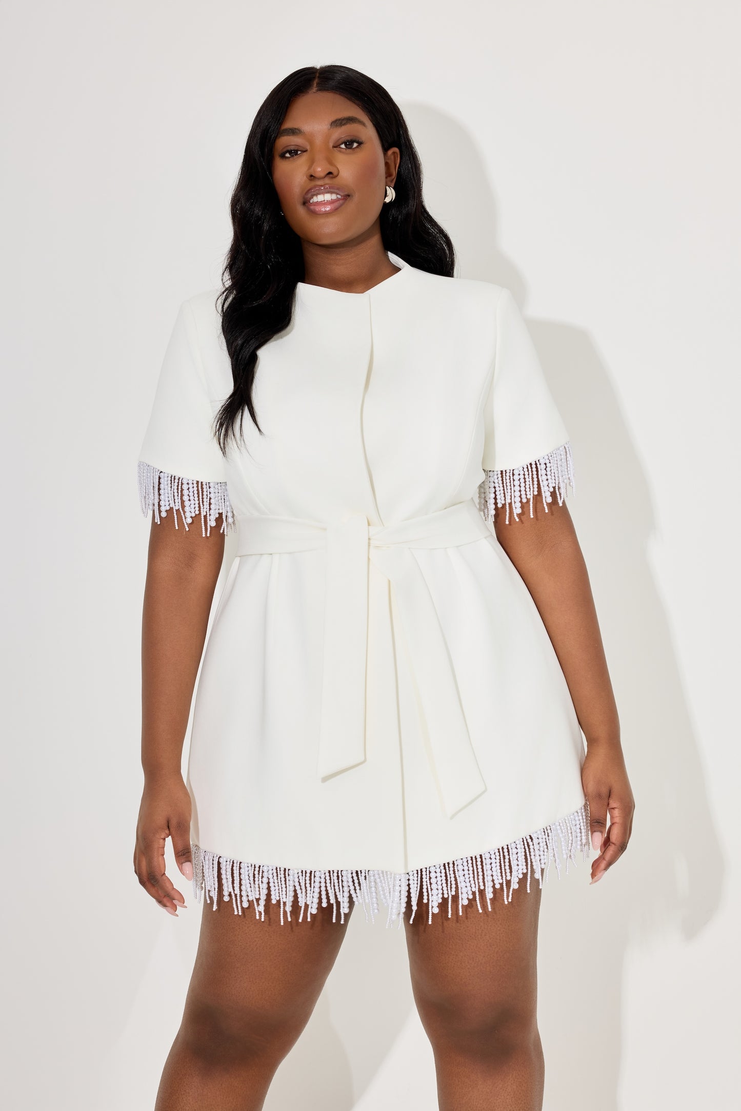 Pearl Trim Wrap Dress