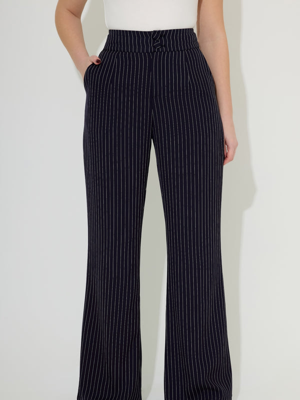 Pinstripe Slim Flare Trousers