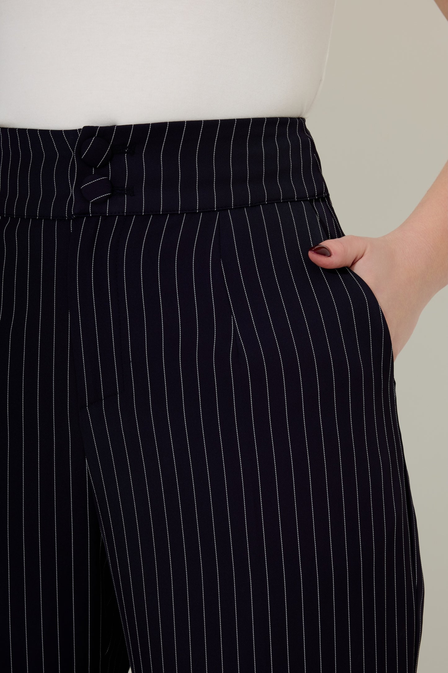 Pinstripe Slim Flare Trousers