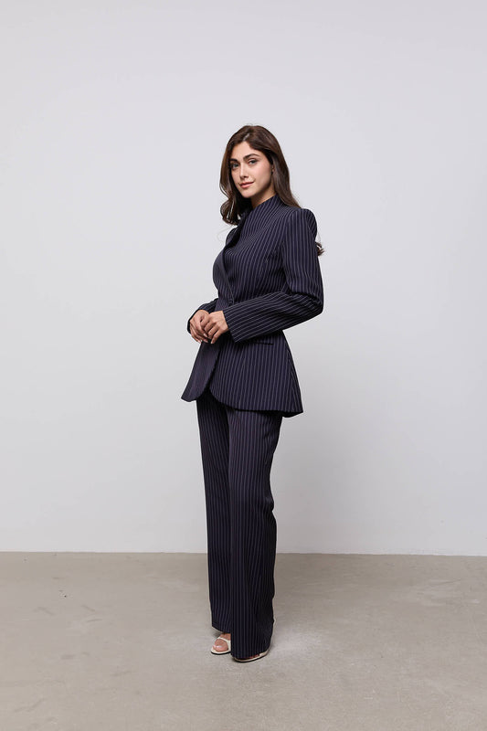 Pinstripe Slim Flare Trousers