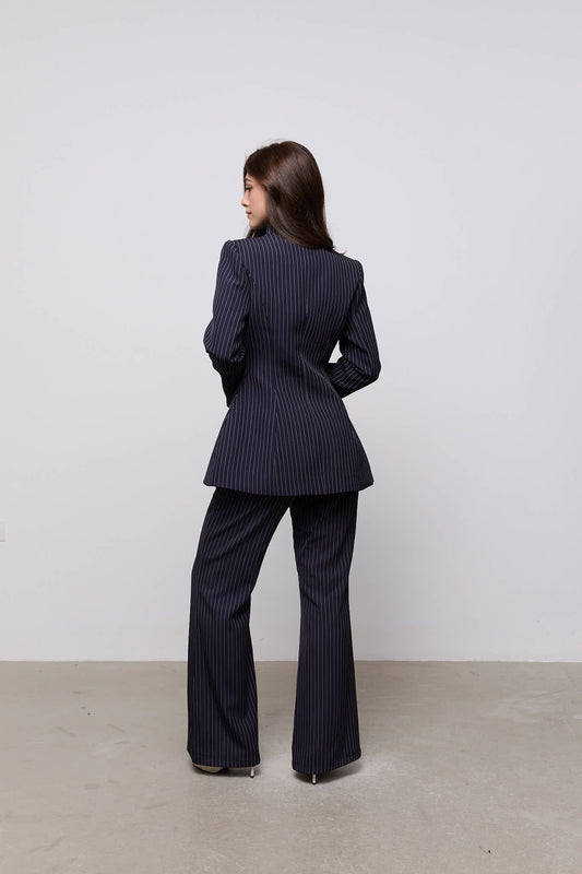 Pinstripe Slim Flare Trousers