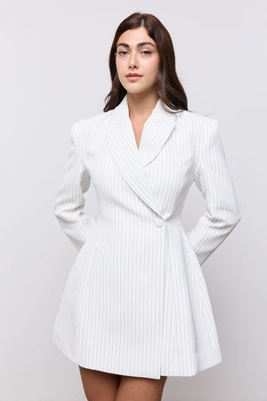 Pinstripe Tailored Blazer Dress
