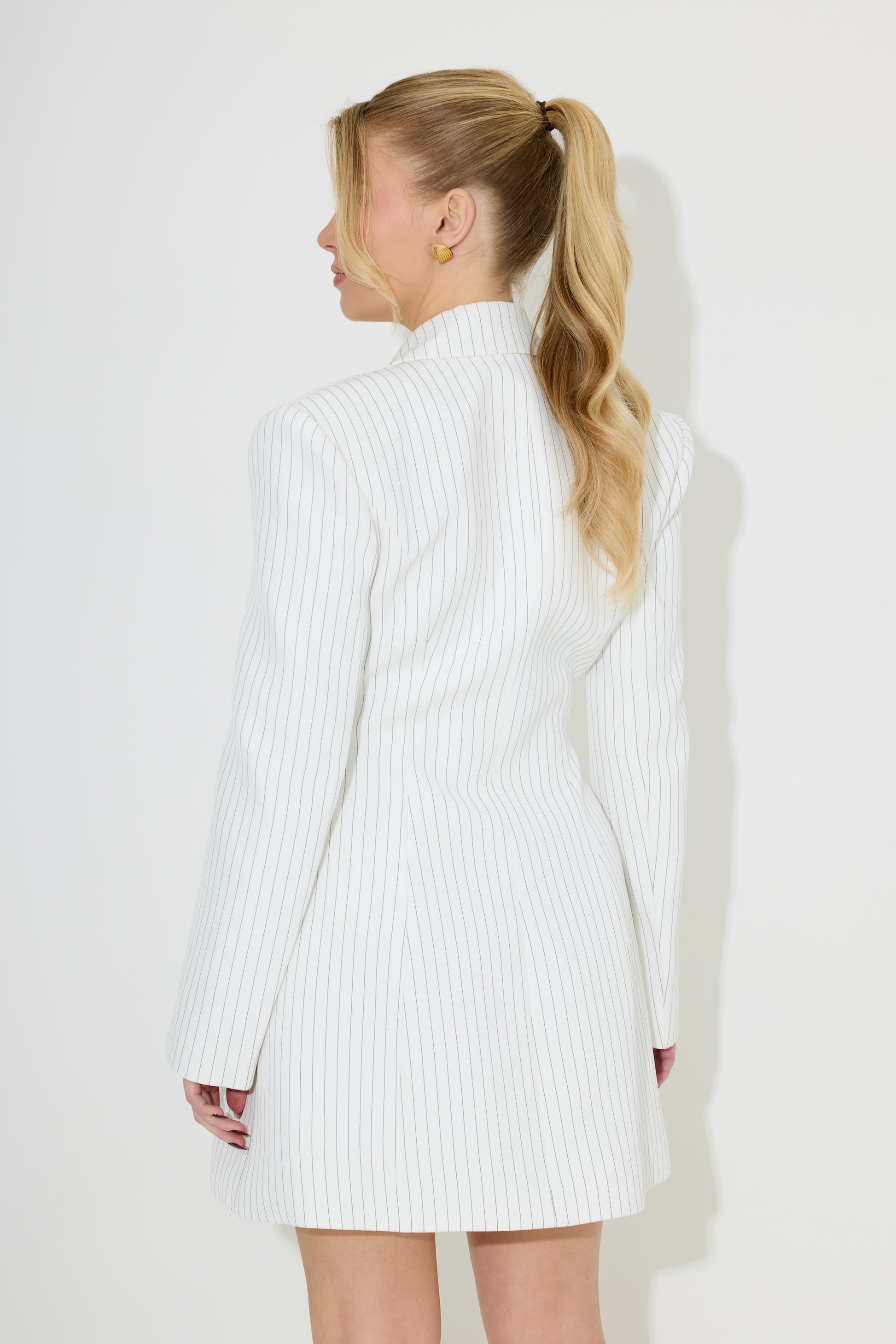 Pinstripe Tailored Blazer Dress