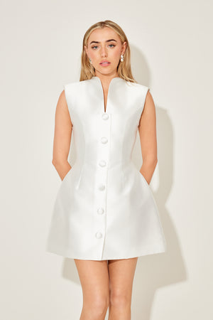 Satin Buttoned Mini Dress