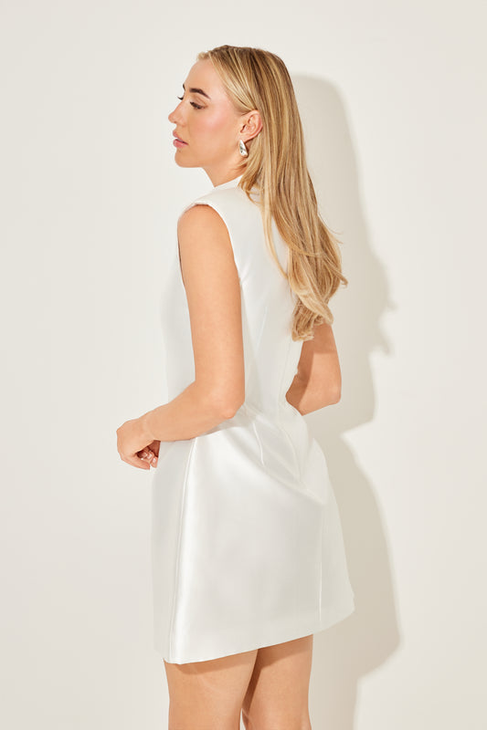 Satin Buttoned Mini Dress