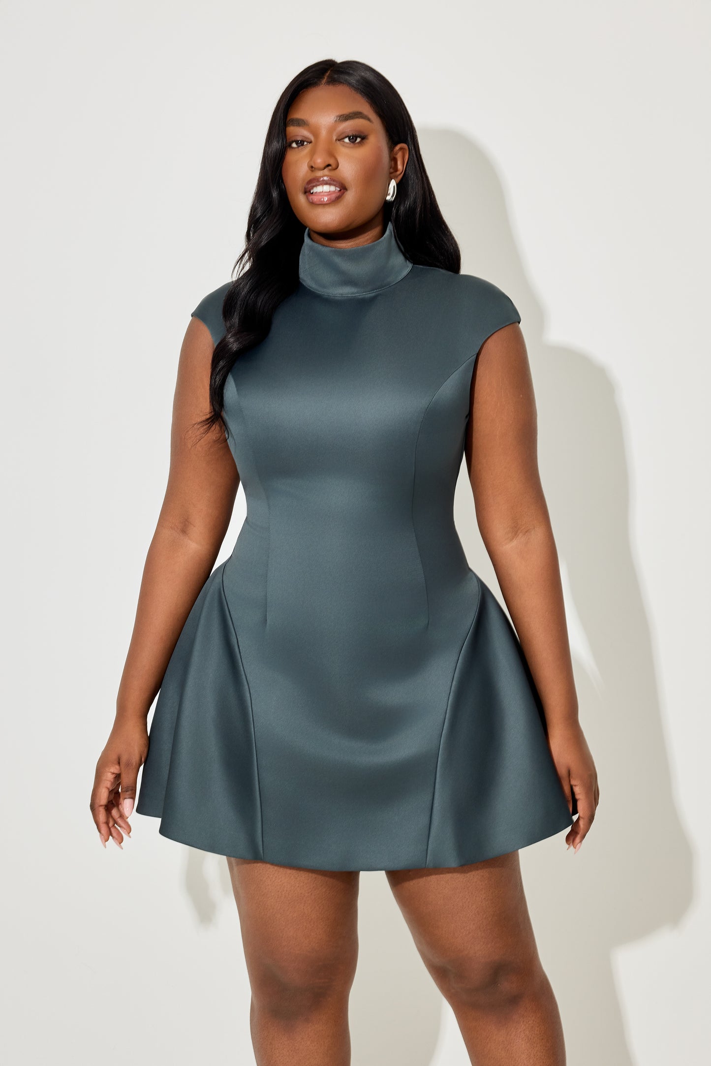 Satin High Neck Mini Dress