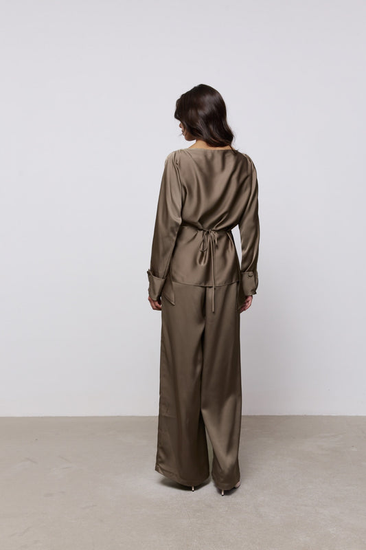 Satin Wide Leg Trousers