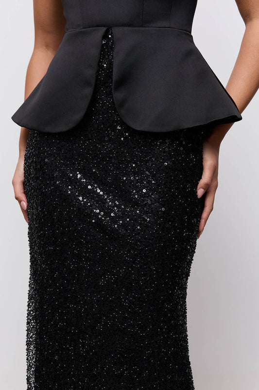 Sequin Peplum Gown